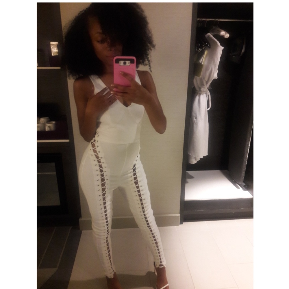 Sexy White Lace Up Jumpsuit
